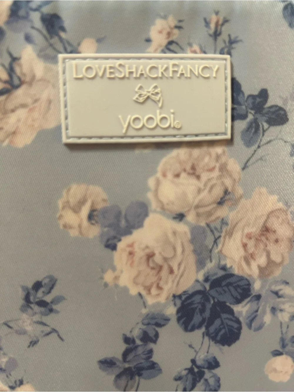 LoveShackFancy x Yoobi LTD Edition Powder Blue Floral Pouch NWT